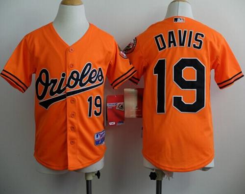 Orioles #19 Chris Davis Orange Cool Base Stitched Youth MLB Jersey - Click Image to Close